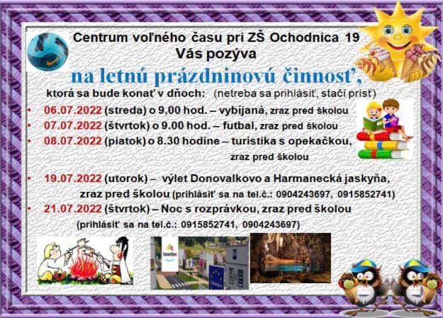 CVČ Ochodnica letná činnosť